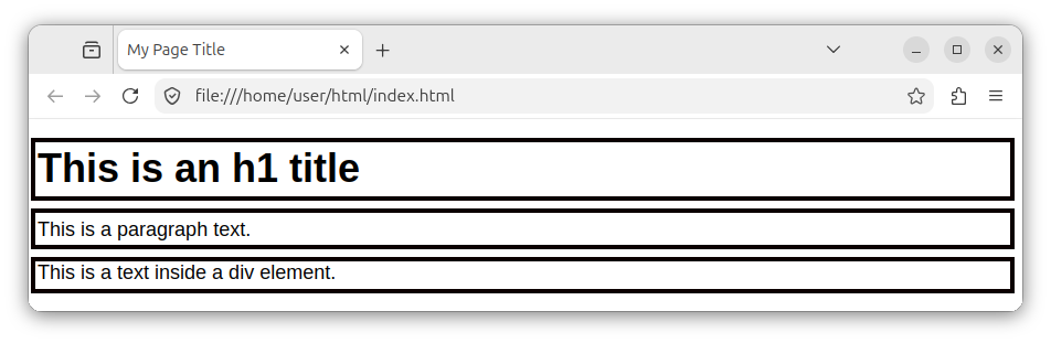 Visualizing block level elements such as h1, p and div elements.
