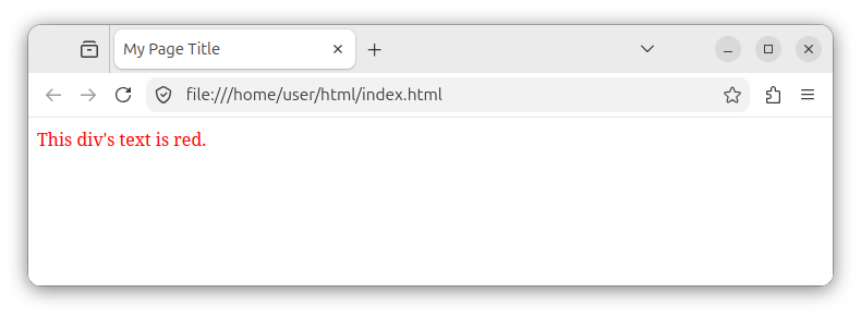 A div element with red text color.