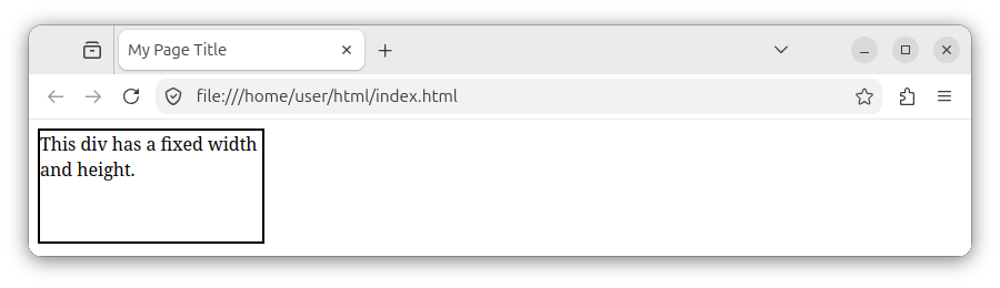 An HTML element with fixed width and height.