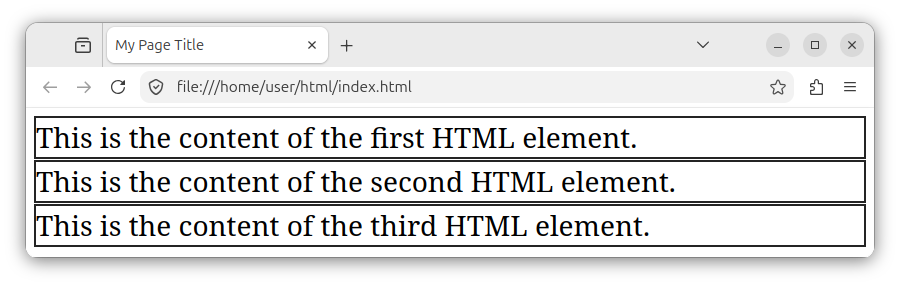 Multiple CSS styled elements, represented by multiple CSS boxes.
