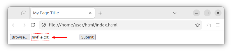 The file input control showing the name of the selected file.