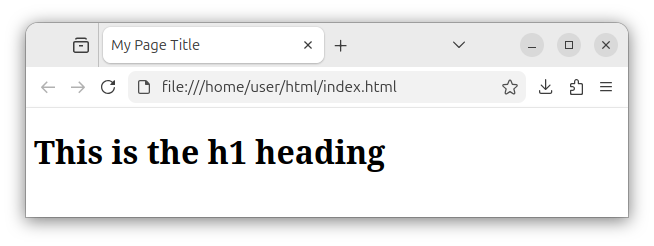 HTML page with the level 1 heading.