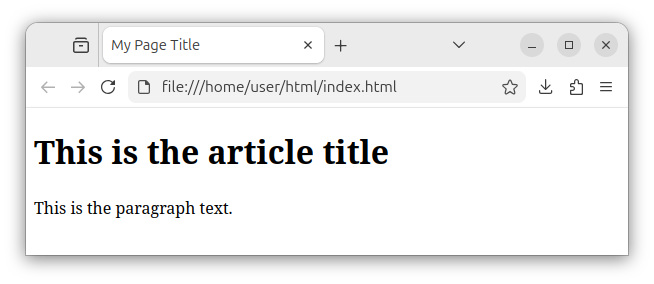 HTML page with the h1 heading and a paragraph.