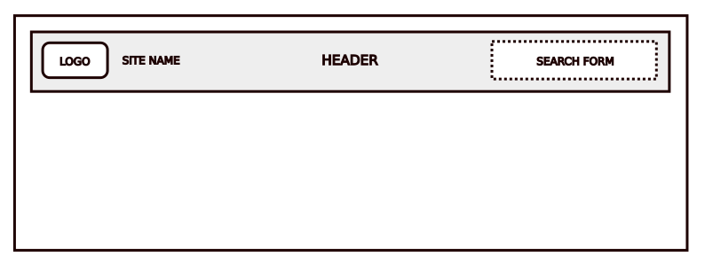 A header section holding a logo, a site name and a search box.