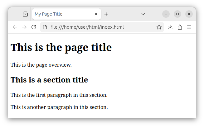 HTML page with multiple headings and paragraphs.