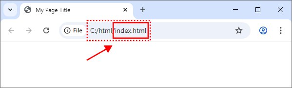 Displaying an index.html file in a Chrome web browser on Windows.
