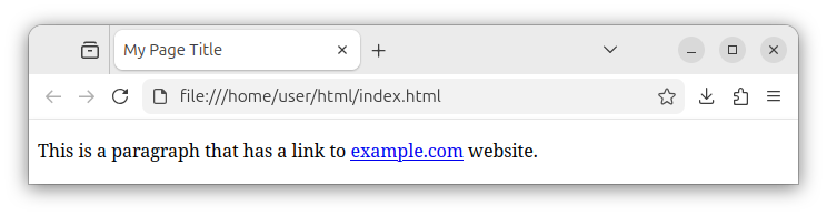 HTML page with a paragraph that contains a link.
