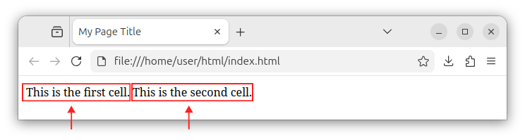 HTML table with two cells.