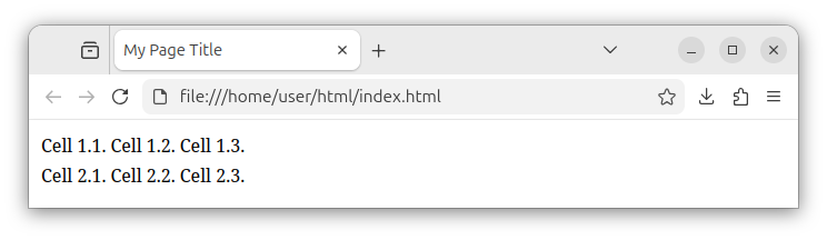 A simple HTML table with two rows of data cells.