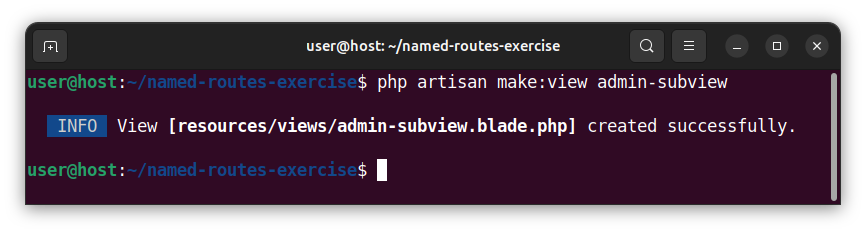 Creating an admin subview in Laravel.