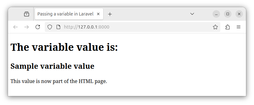 The rendered HTML code from a Laravel template