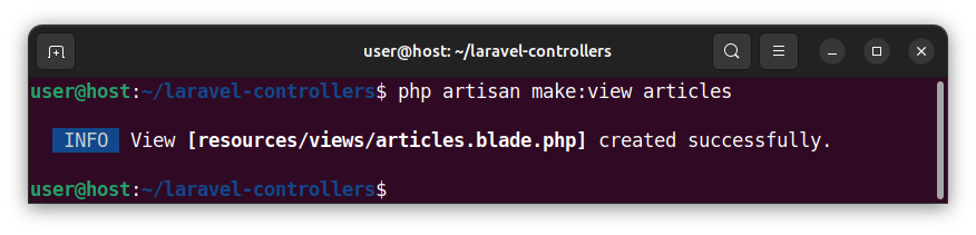 Creating the articles view in a Laravel project.