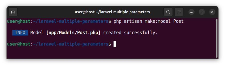 Creating a Post model for the posts table in Laravel.