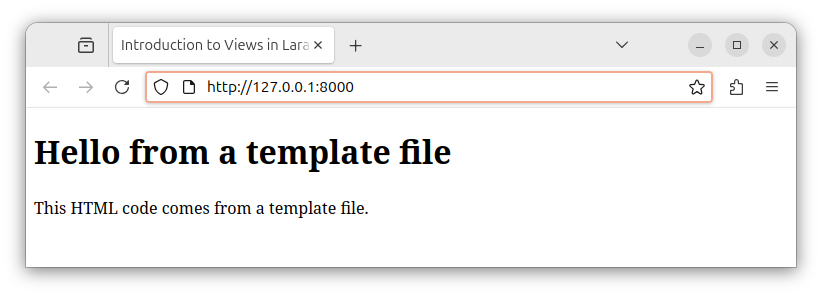 Accessing the route that returns a Laravel template