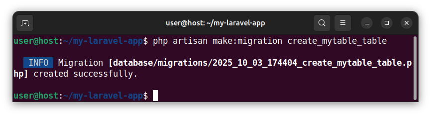Creating a Laravel migration that defines a database table