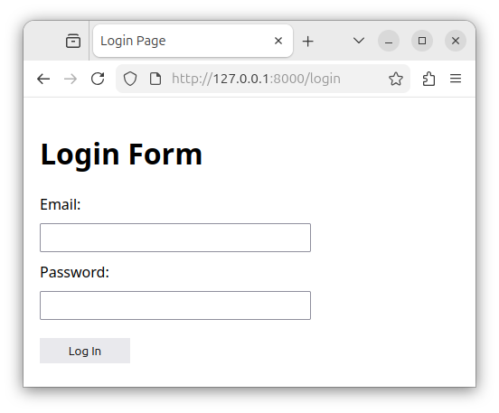 The login form for a user.