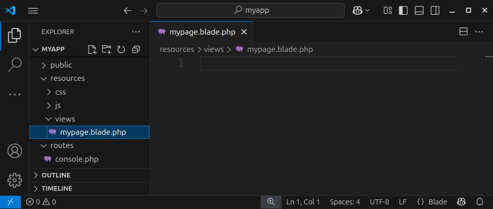 Creating a Laravel Blade template file