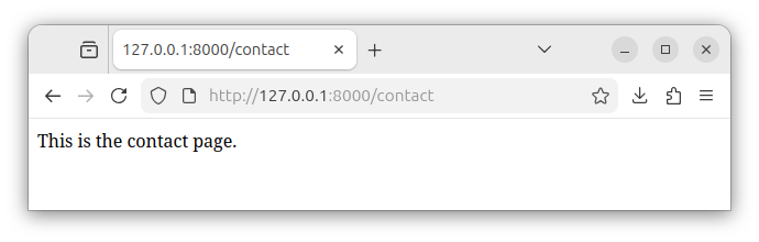 The contact route returning  a string in Laravel.