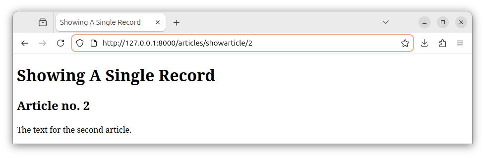 Using a controller to find and display a single record in a Laravel app.