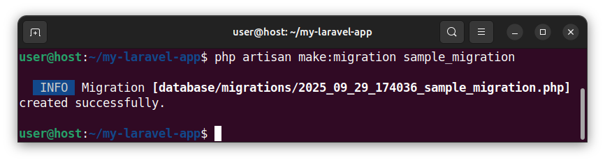 Creating a migration file in Laravel