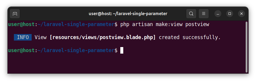 Creating a view template for a Laravel exercise.