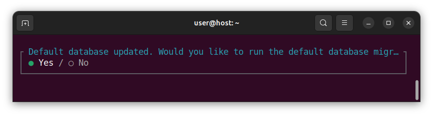 Laravel installation dialog - database migration
