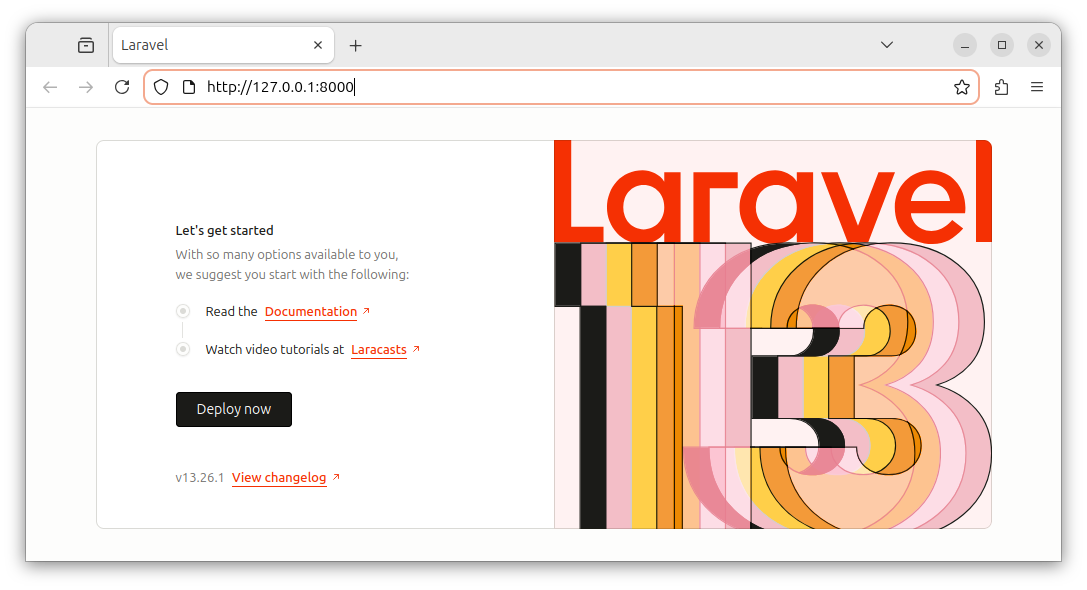 The default Laravel welcome page on a local server.