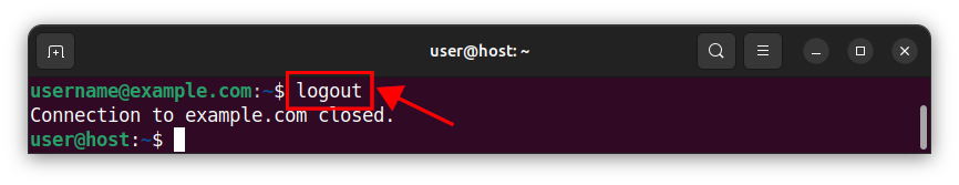 Logging out of a remote SSH session.
