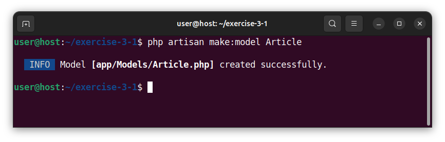 Creating an Article model for our articles table in Laravel.