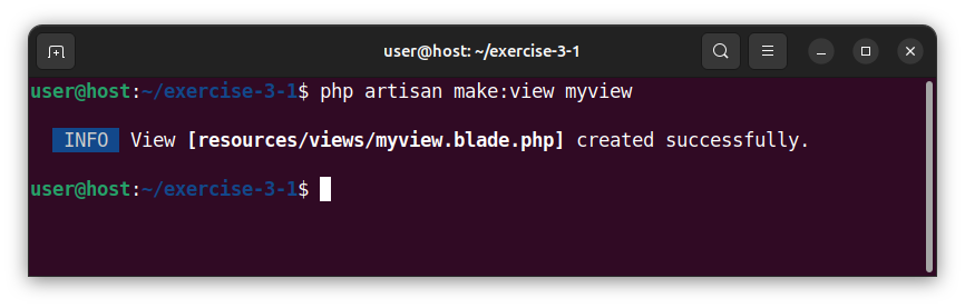 Creating a view, a template file for our Laravel app.
