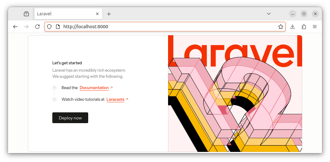 Laravel default welcome page on a local host