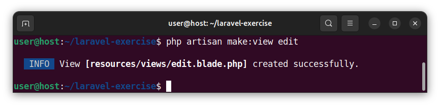 Creating the edit.blade.php template file.