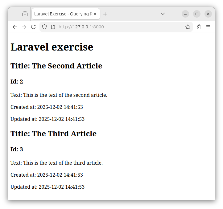 Showing records returned by a query in Laravel.