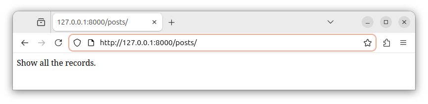The Laravel app route used for displaying all the posts.