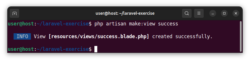 Creating a Blade template/view that will display the validation success page in Laravel.