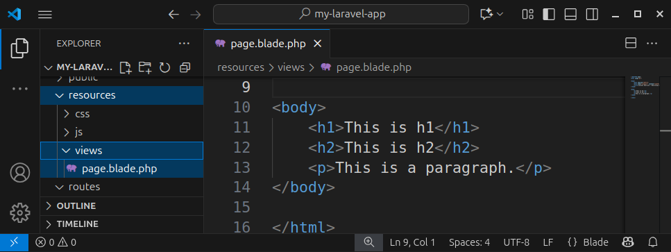The location of the template file in a Laravel project