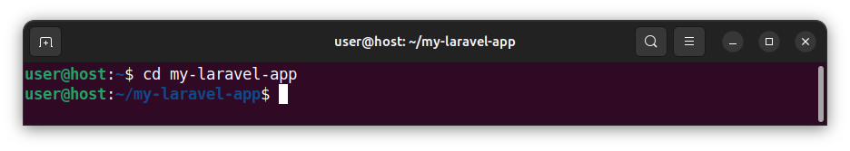 Laravel installer - entering the project's folder