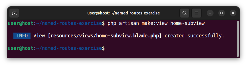 Creating a home subview in Laravel.