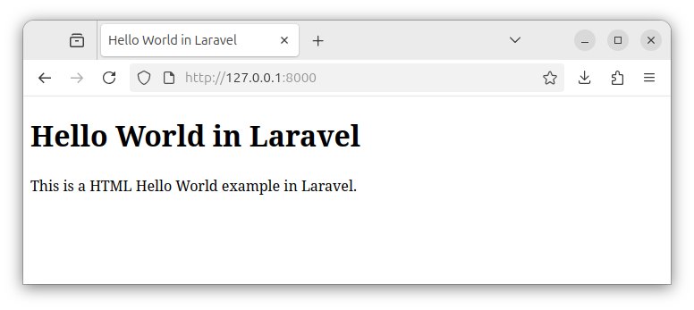 Laravel HTML Hello World Example Using Templates