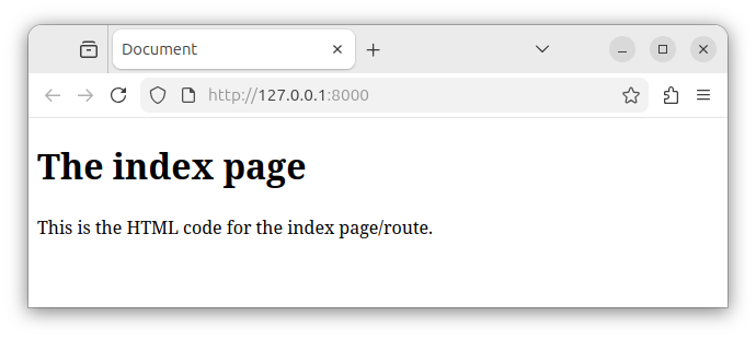 The index route showing the HTML code in Laravel.