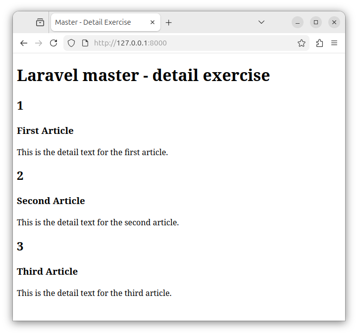 Web browser showing the master-detail relationship and records.