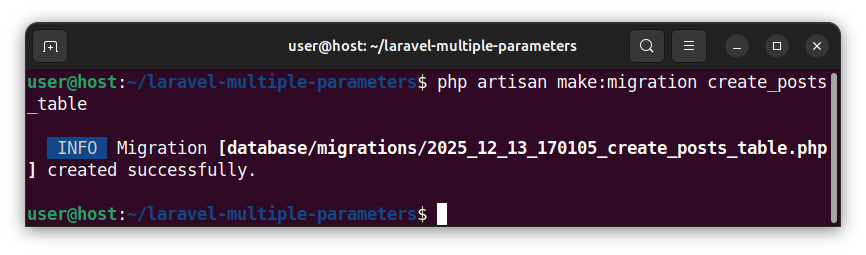 Creating a migration for the posts table.