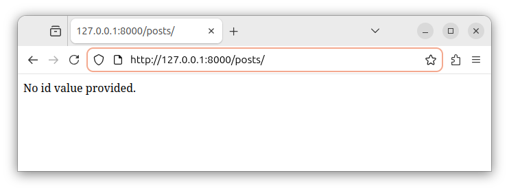 A browser showing the result of not providing the value for an optional route parameter.