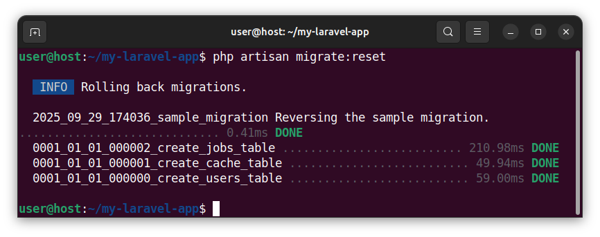 Rolling back all the migrations in Laravel