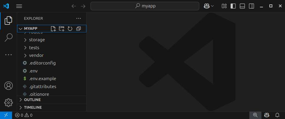 The root folder for the Laravel project