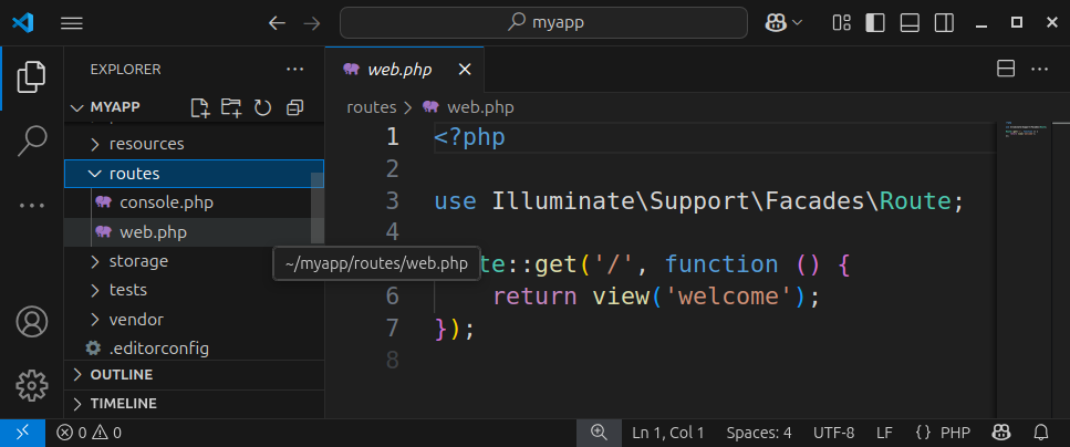 The Laravel routes folder