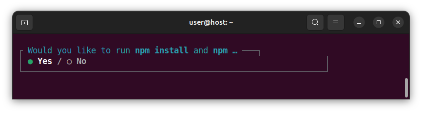 Laravel installation dialog - run npm