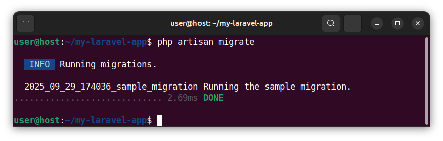 Running the migrations in Laravel