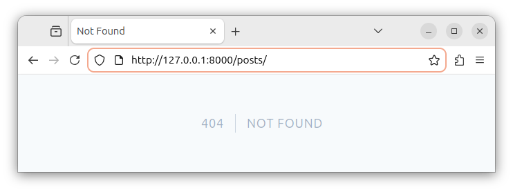 Single parameter route showing the 404 page not found error.