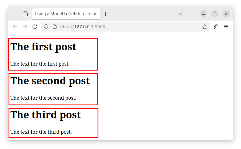 Using Laravel to display table records in a browser.